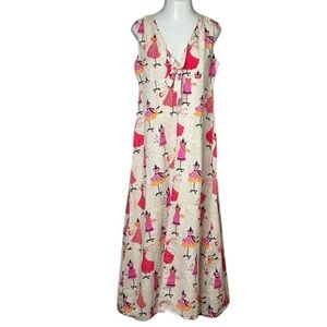 Handmade Sewing Theme Sleeveless V-Neck Maxi Sundress
